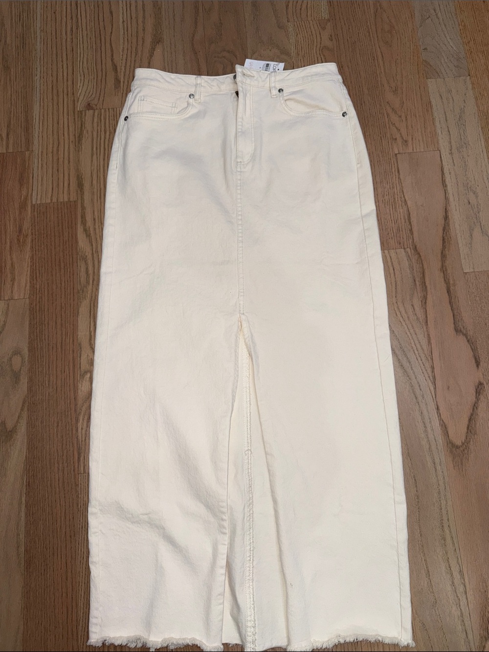 LOFT White Denim Skirt with front slit